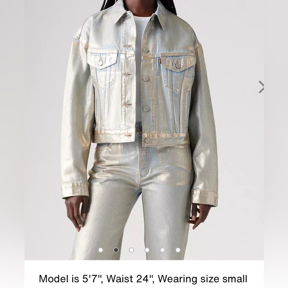 NWT Levi's Silver Denim Jacket SHRUNKEN '90S TRUCKER JACKET